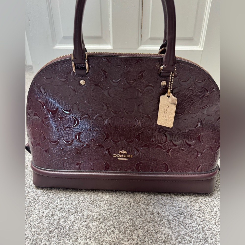 EUC Coach Sierra Satchel Oxblood Signature Debossed Patent Leather Burgundy - Picture 2 of 13